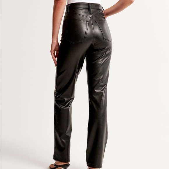 A&F The 90s Straight Ultra High Rise Leather Pants - Picture 5 of 9